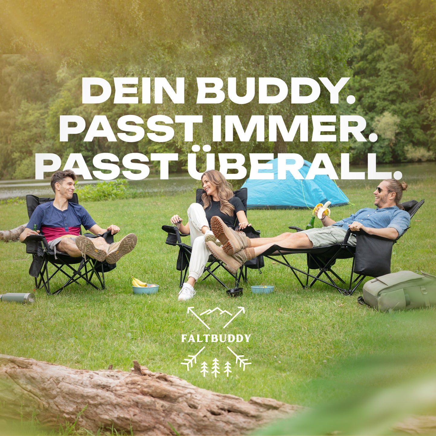 Faltbuddy® Relax Pro Campingstuhl - schwarz 2er Set - Faltbuddy
