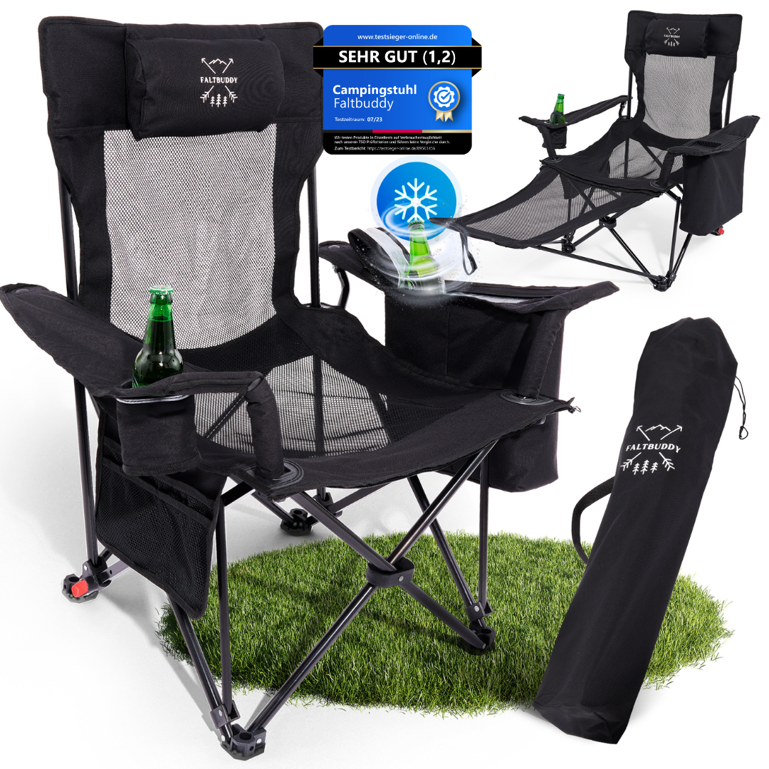 Faltbuddy® Relax Pro Campingstuhl - schwarz - Faltbuddy