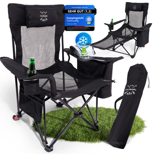 Faltbuddy® Relax Pro Campingstuhl - schwarz - Faltbuddy